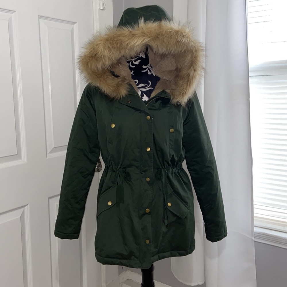 Loft faux fur hooded parka XS